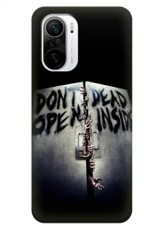 Чехол-накладка для Xiaomi Poco F3 из силикона - Ходячие мертвецы The Walking Dead Dont Dead Open Inside зомби прорываются в здание черный чехол