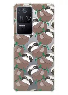 Чехол для Xiaomi Poco F4 с принтом - Удивленные ленивцы