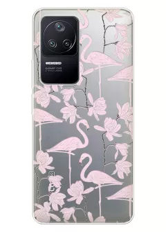 Чехол для Xiaomi Poco F4 с клевыми розовыми фламинго