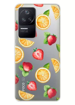 Чехол для Xiaomi Poco F4 с фруктовым дизайном из прочного силикона