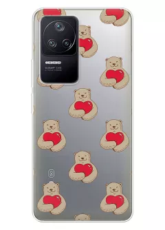 Чехол для Xiaomi Poco F4 с принтом - Влюбленные медведи