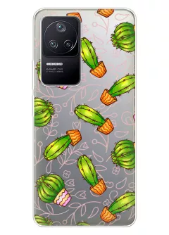 Чехол для Xiaomi Poco F4 с принтом - Арт кактусы