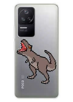 Чехол для Xiaomi Poco F4 с принтом - Пиксельный динозавр