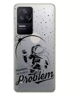 Поко Ф4 прозрачный силиконовый чехол с принтом - Космонавт с проблемой