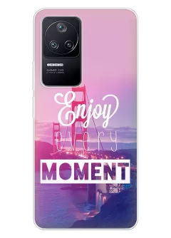 Чехол для Xiaomi Poco F4 из силикона с позитивным дизайном - Enjoy Every Moment