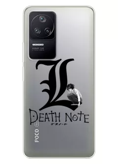 Xiaomi Poco F4 аниме чехол из прозрачного силикона - Death Note лого