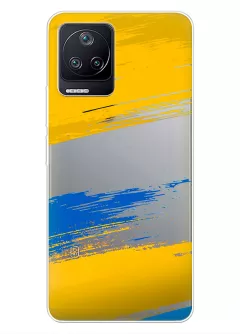 Чехол на Xiaomi Poco F4 из прозрачного силикона с украинскими мазками краски