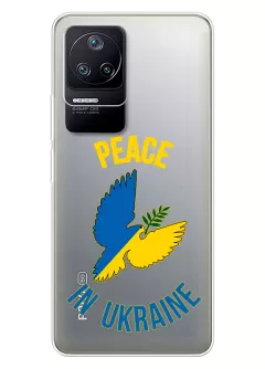 Чехол для Xiaomi Poco F4 Peace in Ukraine из прозрачного силикона