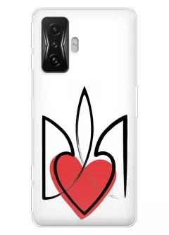 Чехол на Xiaomi Poco F4 GT с сердцем и гербом Украины