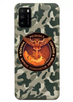 Камуфляжный чехол для Xiaomi Poco M3 с лого "Военная разведка Украины"