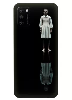 Бампер для Xiaomi Poco M3 из силикона - Очень странные дела Stranger Things Одиннадцать Милли Бобби Браун и полное отражение ее в темноте черный чехол
