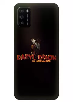 Чехол-накладка для Xiaomi Poco M3 из силикона - Ходячие мертвецы The Walking Dead Daryl Dixon Logo Дерил Диксон Норман Ридус черный чехол