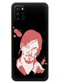Чехол-накладка для Xiaomi Poco M3 из силикона - Ходячие мертвецы The Walking Dead Дерил Диксон Норман Ридус и его розовый бюст граффити арт черный чехол