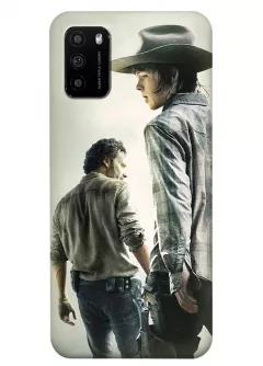 Чехол-накладка для Xiaomi Poco M3 из силикона - Ходячие мертвецы The Walking Dead Рик Граймс Эндрю Линкольн и Карл Граймс Чендлер Риггз