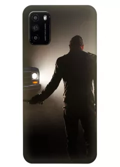 Чехол-накладка для Xiaomi Poco M3 из силикона - Ходячие мертвецы The Walking Dead Ниган Смит Джеффри Дин Морган в сопротивлении ночью внедорожнику