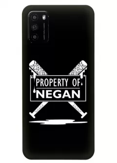Чехол-накладка для Xiaomi Poco M3 из силикона - Ходячие мертвецы The Walking Dead Property of Negan White Logo черный чехол