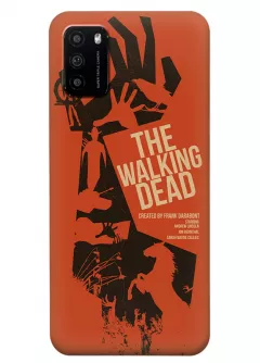 Чехол-накладка для Xiaomi Poco M3 из силикона - Ходячие мертвецы The Walking Dead постер с названием в векторном стиле оранжевый чехол