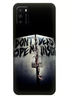 Чехол-накладка для Xiaomi Poco M3 из силикона - Ходячие мертвецы The Walking Dead Dont Dead Open Inside зомби прорываются в здание черный чехол