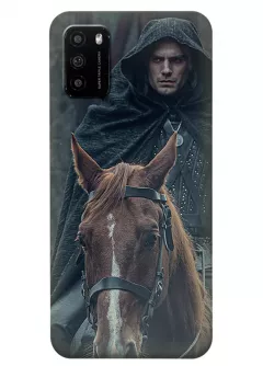 Чехол-накладка для Xiaomi Poco M3 из силикона - Ведьмак сериал Нетфликс The Witcher Netflix Serial Геральт из Ривии Генри Кавилл в плаще верхом на коне Плотве