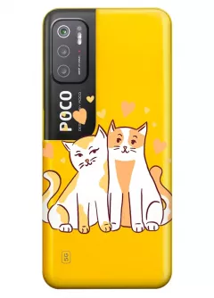 Чехол из прозрачного силикона на Poco M3 Pro с влюбленными котиками