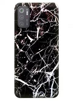 Силиконовый чехол на Poco M3 Pro 5G с рисунком камня - Черный мрамор