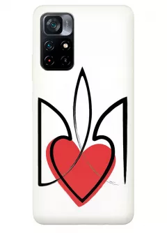 Чехол на Xiaomi Poco M4 Pro 5G с сердцем и гербом Украины