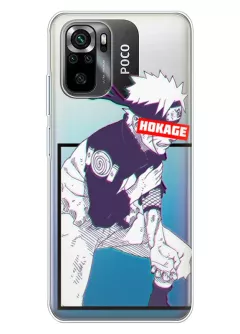 Бампер для Xiaomi Poco M5s - Naruto Hokage из прозрачного силикона