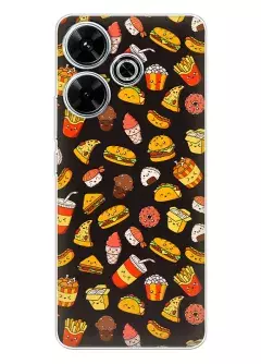 Xiaomi Poco M6 4G силиконовый чехол с рисунком - Фаст-фуд