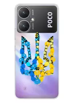 Чехол для Xiaomi Poco M6 из прозрачного силикона - Герб Украины в цветах