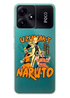 Бампер для Xiaomi Poco M6 Pro - Трио Наруто Удзумаки, силикон прозрачный