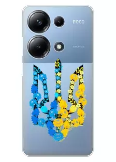 Чехол для Xiaomi Poco M6 Pro 4G из прозрачного силикона - Герб Украины в цветах