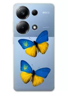 Чехол для Xiaomi Poco M6 Pro 4G из прозрачного силикона - Бабочки из флага Украины