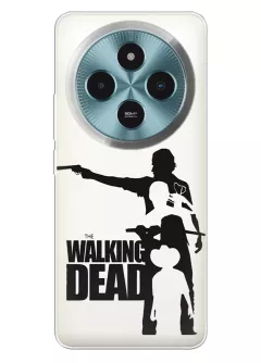 Чехол для Поко М7 с принтом Ходячие мертвецы, The Walking Dead название с главными героями в черно-белом стиле