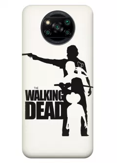 Чехол-накладка для Xiaomi Poco X3 из силикона - Ходячие мертвецы The Walking Dead название с главными героями в черно-белом стиле вектор-арт белый чехол