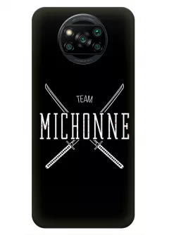 Чехол-накладка для Xiaomi Poco X3 из силикона - Ходячие мертвецы The Walking Dead White Michonne Team Logo черный чехол
