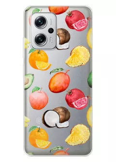 Чехол для Xiaomi Poco X4 GT с картинкой вкусных и полезных фруктов