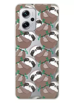 Чехол для Xiaomi Poco X4 GT с принтом - Удивленные ленивцы