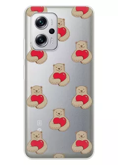 Чехол для Xiaomi Poco X4 GT с принтом - Влюбленные медведи