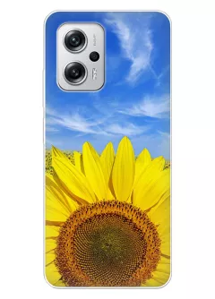 Красочный чехол на Xiaomi Poco X4 GT с цветком солнца - Подсолнух