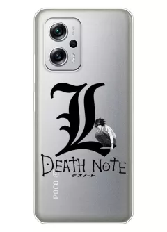 Xiaomi Poco X4 GT аниме чехол из прозрачного силикона - Death Note лого