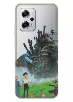 Xiaomi Poco X4 GT чехол из прозрачного силикона - Ходячий замок герои аниме