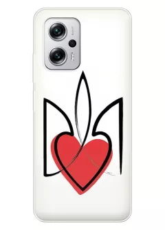 Чехол на Xiaomi Poco X4 GT с сердцем и гербом Украины