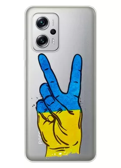 Прозрачный силиконовый чехол на Xiaomi Poco X4 GT - Мир Украине / Ukraine Peace
