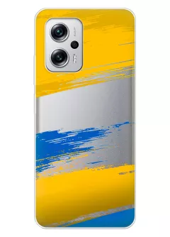 Чехол на Xiaomi Poco X4 GT из прозрачного силикона с украинскими мазками краски