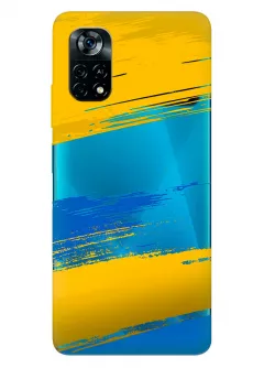 Чехол на Xiaomi Poco X4 Pro 5G из прозрачного силикона с украинскими мазками краски