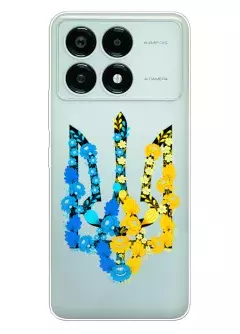 Чехол для Xiaomi Poco X6 Pro из прозрачного силикона - Герб Украины в цветах