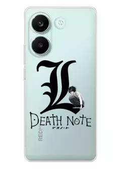 Xiaomi Poco X8 Pro аниме чехол из прозрачного силикона - Death Note лого
