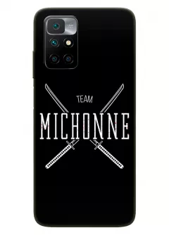 Чехол-накладка для Редми 10 из силикона - Ходячие мертвецы The Walking Dead White Michonne Team Logo черный чехол