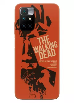 Чехол-накладка для Редми 10 из силикона - Ходячие мертвецы The Walking Dead постер с названием в векторном стиле оранжевый чехол