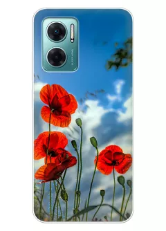 Чехол на Xiaomi Redmi 10 5G с нежными цветами мака на украинской земле